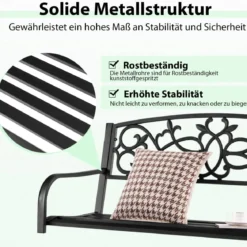 Schaukelbank 220 kg Belastbare 2-Personen-Hängeschaukel Schwarz