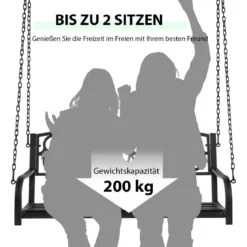 Schaukelbank 220 kg Belastbare 2-Personen-Hängeschaukel Schwarz