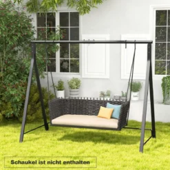 Schaukelgestell aus Metall mit 5 Aufhängeringen Schaukelständer 210 x 115 x 175 cm Schwarz
