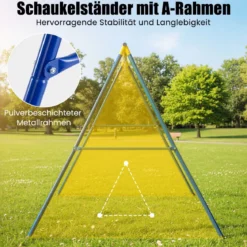 Schaukelgestell mit A-Rahmen Doppelschaukel neu mit extrastarkem Karabinerhaken 249 x 185 x 181,5 cm Blau + Gelb