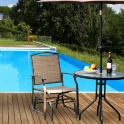 Schaukelstuhl Garten Schwingstuhl Terrassenstuhl Relaxstuhl Braun
