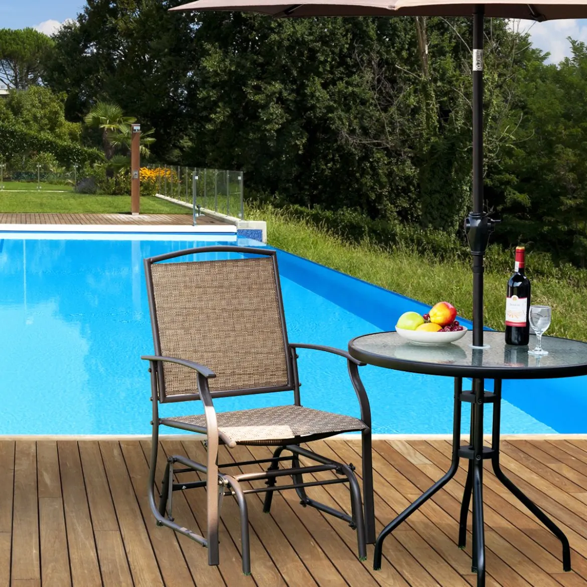 Schaukelstuhl Garten Schwingstuhl Terrassenstuhl Relaxstuhl Braun