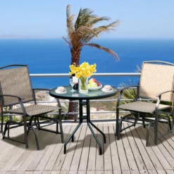 Schaukelstuhl Garten Schwingstuhl Terrassenstuhl Relaxstuhl Braun