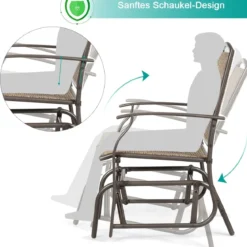 Schaukelstuhl Garten Schwingstuhl Terrassenstuhl Relaxstuhl Braun