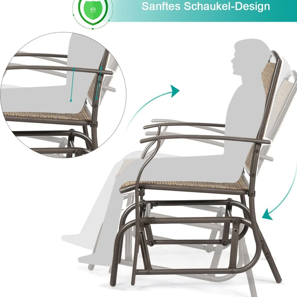 Schaukelstuhl Garten Schwingstuhl Terrassenstuhl Relaxstuhl Braun