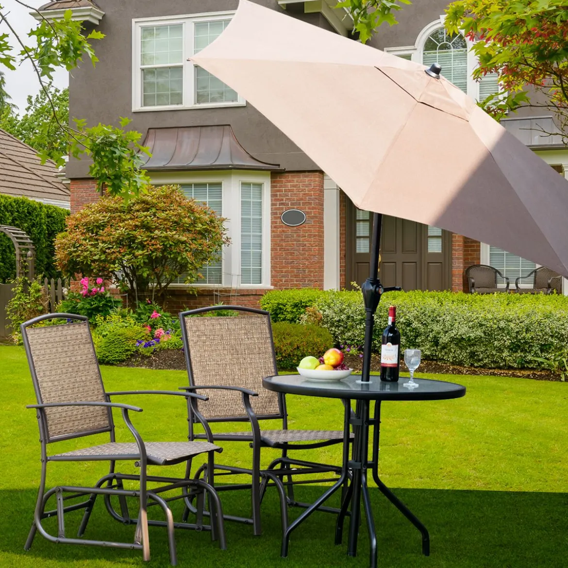 Schaukelstuhl Garten Schwingstuhl Terrassenstuhl Relaxstuhl Braun