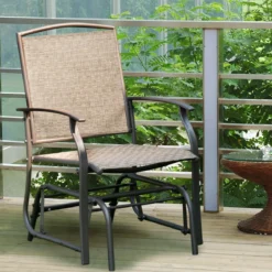 Schaukelstuhl Garten Schwingstuhl Terrassenstuhl Relaxstuhl Braun