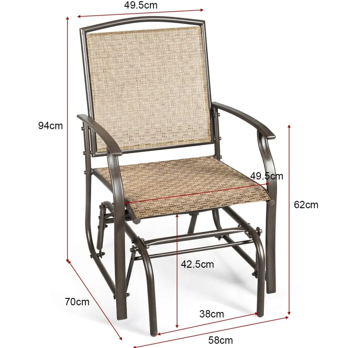 Schaukelstuhl Garten Schwingstuhl Terrassenstuhl Relaxstuhl Braun