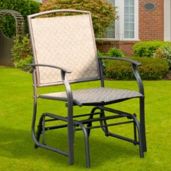 Schaukelstuhl Garten Schwingstuhl Terrassenstuhl Relaxstuhl Braun