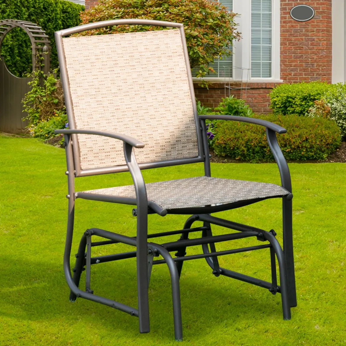 Schaukelstuhl Garten Schwingstuhl Terrassenstuhl Relaxstuhl Braun