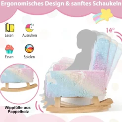 Schaukelstuhl Kinder Kindersofa im Dunkeln Leuchtend Kindersessel gepolstert aus Flanellstoff Bunt
