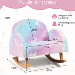 Schaukelstuhl Kinder Kindersofa im Dunkeln Leuchtend Kindersessel gepolstert aus Flanellstoff