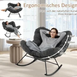 Schaukelstuhl mit Gepolstertem Kissen & 205 kg Tragkraft Schaukelsessel Terrassensessel