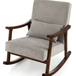 Schaukelstuhl Sessel Wohnzimmer Gepolsterter Loungesessel mit Armlehnen Braun