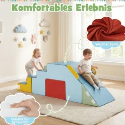 Schaumstoff Bausteine für Kinder Kleinkind-Klettergerüst mit Rutsche & Treppe Weiche Kletterspielzeug Bunt