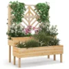 2-Schicht Gartenbett mit Spalier Holzerhöhter Pflanzenkasten mit Beinen 109 x 62 x 135 cm Natur