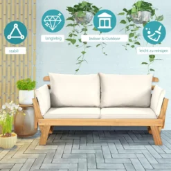 Schlafsofa für die Terrasse Tagesbett aus Akazienholz 198 x 75 x 75 cm