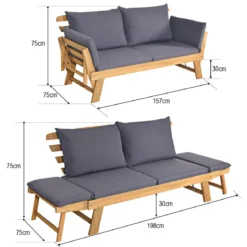 Schlafsofa für die Terrasse Tagesbett aus Akazienholz 198 x 75 x 75 cm