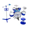 Schlagzeug Kinder Jazz-Schlagzeug- & Keyboard-Set mit Hocker Mikrofonständer Becken Blau