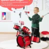 Schlagzeug Kinder Schlagzeugset mit Keyboard Hocker Mikrofon Notenstände Rot
