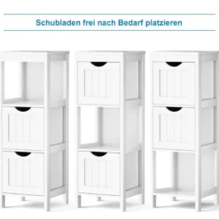 Schmaler Badezimmerschrank mit 2 Schubladen & Offenen Regal Badschrank Lagerschrank