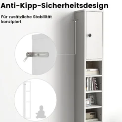 Schmaler Badschrank mit 2 Türen & 1 Schublade & Verstellbaren Regalen Badezimmerschrank Weiß