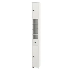 Schmaler Badschrank mit 2 Türen & 1 Schublade & Verstellbaren Regalen Badezimmerschrank Weiß