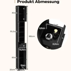 Schmaler Badschrank mit 2 Türen & 1 Schublade & Verstellbaren Regalen Badezimmerschrank Schwarz