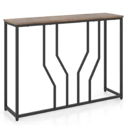 Schmaler Konsolentisch aus Metall mit Kippschutz-Vorrichtungen 110 x 30 x 80 cm Rustikales Braun