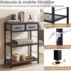 Schmaler Konsolentisch Eingangstisch mit 2 Stoffschubladen & Offenen Regalen 60 x 30 x 81 cm Rustikalbraun