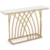 Schmaler Konsolentisch mit Marmor Optik & Geometrischem Metallrahmen 120 x 30 x 80 cm