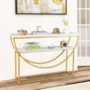 Schmaler Konsolentisch mit Marmorplatte 2 Ebenen Sofatisch Eingangstisch 120 x 30 x 80,5 cm