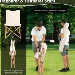 Schmetterlingsstuhl im 2er-Set Klappstuhl aus Bambus Beige
