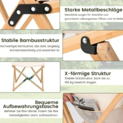 Schmetterlingsstuhl im 2er-Set Klappstuhl aus Bambus Beige