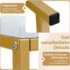 Schminkhocker kleiner Make-up-Stuhl mit weicher gepolsterter Sitzfläche und modernen goldfarbenen Metallbeinen Weiß