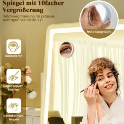 Schminkspiegel mit Beleuchtung großer Kosmetikspiegel mit 10X Vergrößerung Weiß