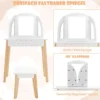 Schminktisch & Hocker aus Holz für Kinder mit klappbarem Spiegel 60 x 30 x 95 cm Weiß + Natur