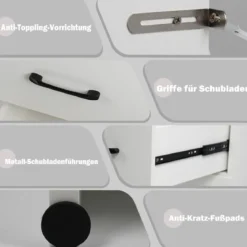 Schminktisch mit LED-Beleuchtung 3 Farben mit Einstellbarer Helligkeit Frisiertisch Weiß