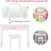 Schminktisch Set Kinder 2 in 1 mit Dreifach Klappbarem Spiegel & Schublade Weiß