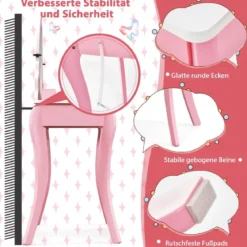 Schminktisch-Set mit Hocker für Kinder Frisierkommode für Mädchen Weiß und Rosa