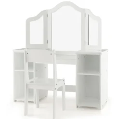 Schminktisch- & Stuhl-Set für Kinder 2-in-1-Prinzessinnen-Schminkset Weiß