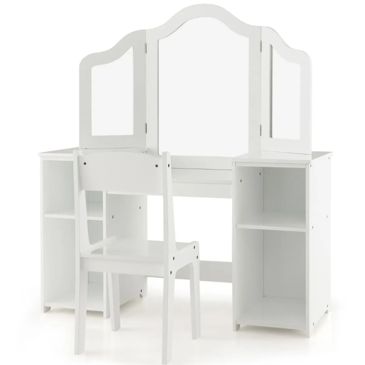 Schminktisch- & Stuhl-Set für Kinder 2-in-1-Prinzessinnen-Schminkset Weiß