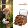 Schmuckschatulle für Ohrringe Holzkiste 1 Top-Fach mit Spiegel und 5 Schubladen Braun
