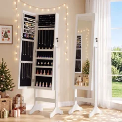 Schmuckschrank Abschließbarer Spiegelschrank mit Ganzkörperspiegel 40 x 36 x 156 cm