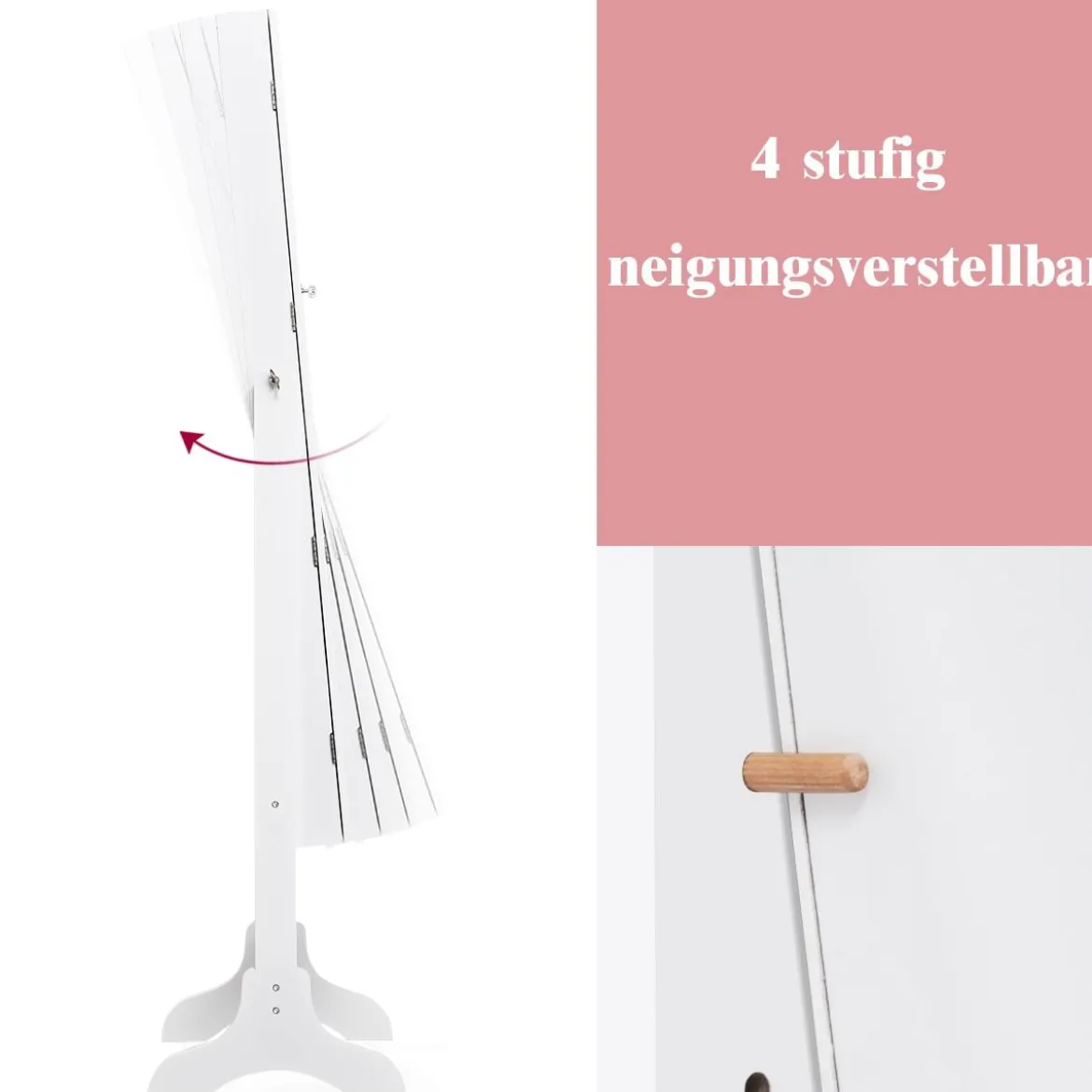 Schmuckschrank Abschließbar chmuck Spiegelschrank mit Spiegel 46 x 37 x 156 cm Weiß