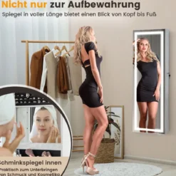 Schmuckschrank hängend Spiegelschrank abschließbar mit Dreifarbige LED Beleuchtung Weiß