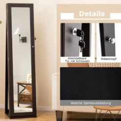 Schmuckschrank mit Ganzkörperspiegel & Integriertem Make-up Spiegel Spiegelschrank