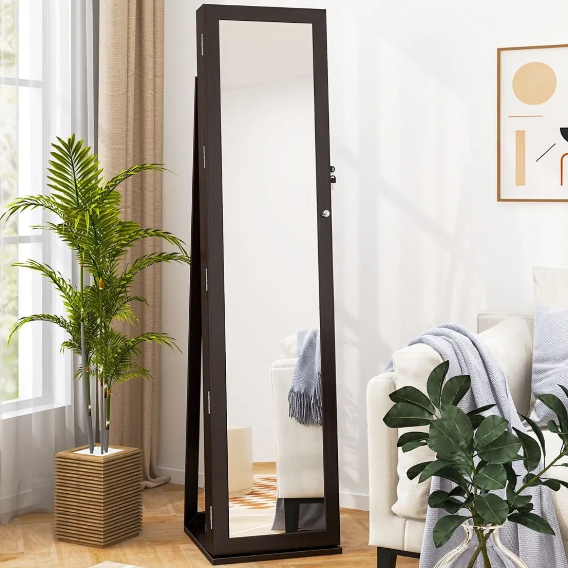 Schmuckschrank mit Ganzkörperspiegel & Integriertem Make-up Spiegel Spiegelschrank