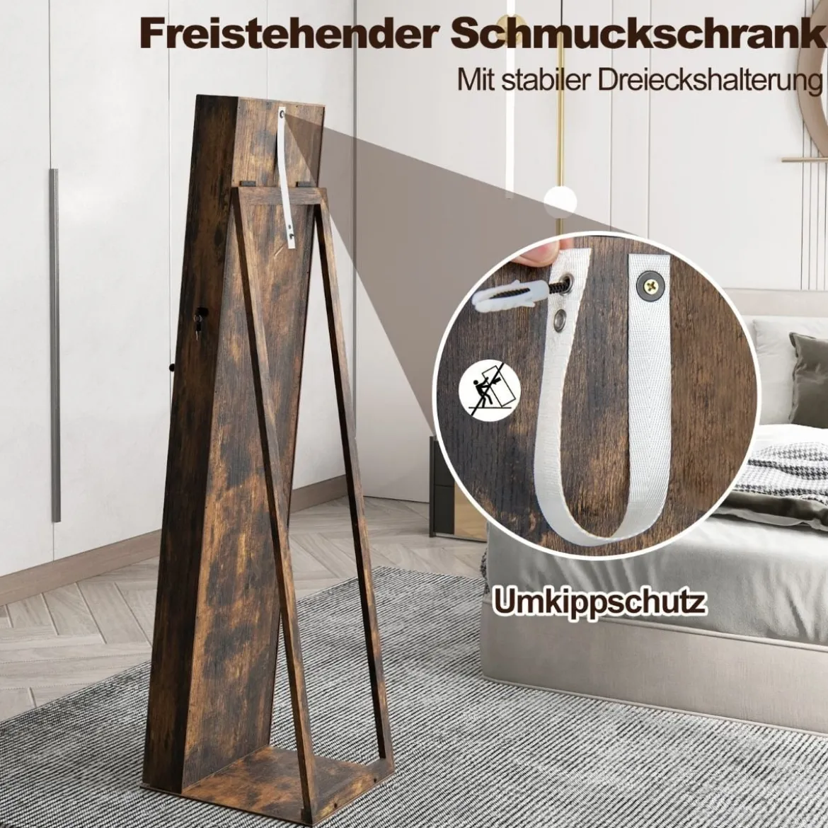 Schmuckschrank mit Ganzkörperspiegel & Integriertem Make-up Spiegel Spiegelschrank