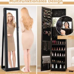Schmuckschrank mit Ganzkörperspiegel & Integriertem Make-up Spiegel Spiegelschrank